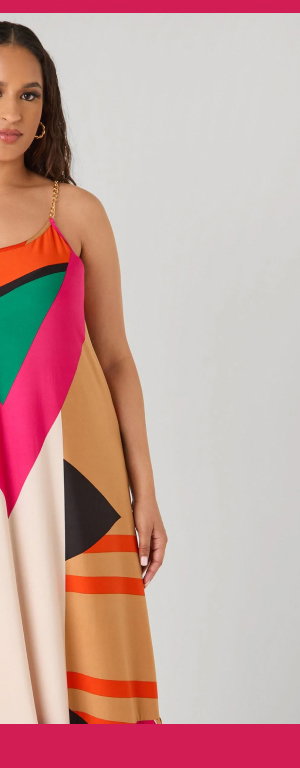 Chain Trimmed Geo Print Maxi Dress