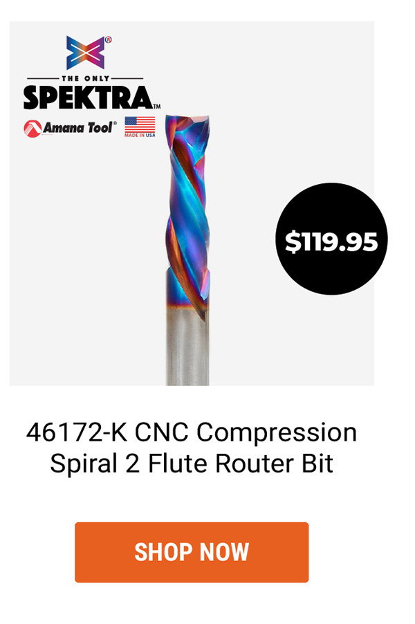 46172-K CNC Compression Spiral 2 Flute Router Bit