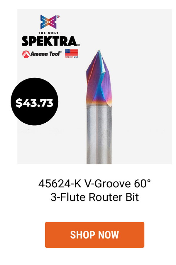 45624-K V-Groove 60° 3-Flute Router Bit