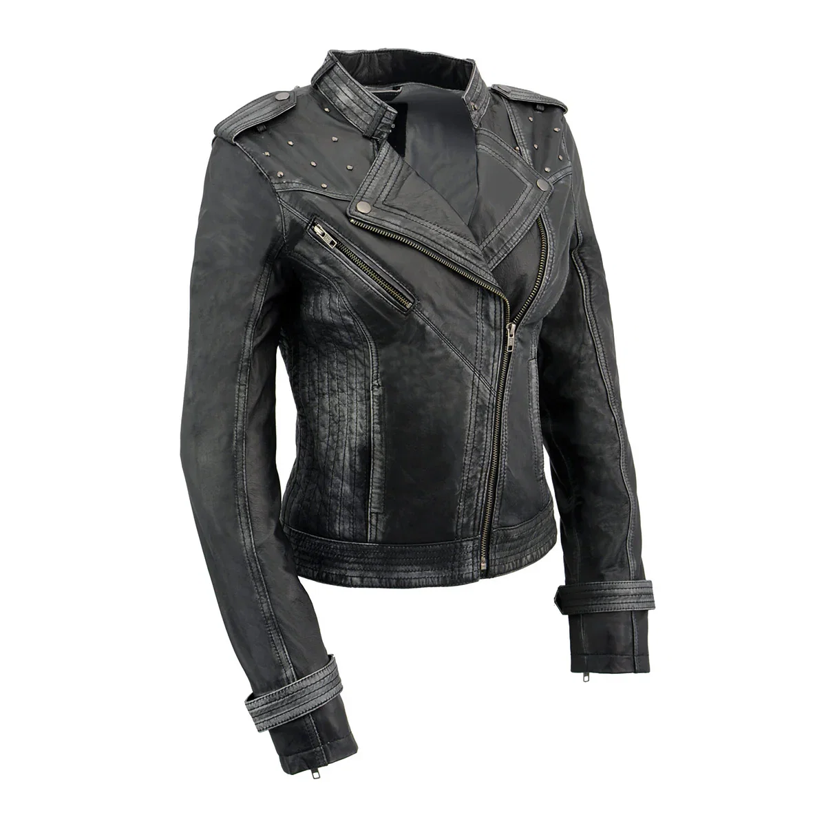 Image of Milwaukee Leather SFL2840 Women's Maiden Black Premium Sheepskin Motorcycle Fashion Leather Jacket with Studs