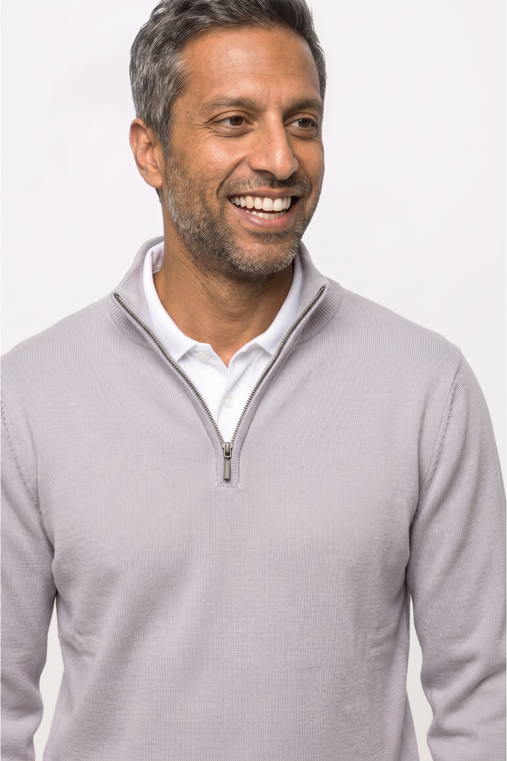 Image of Henbury Men's 1/4 Zip Jumper, Grey Marl