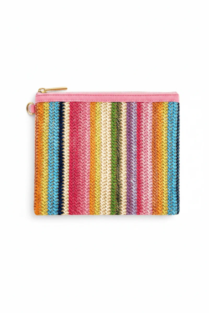 Packed Party Bring On The Fun Luxe Woven Rainbow Everything Pouch Bag
