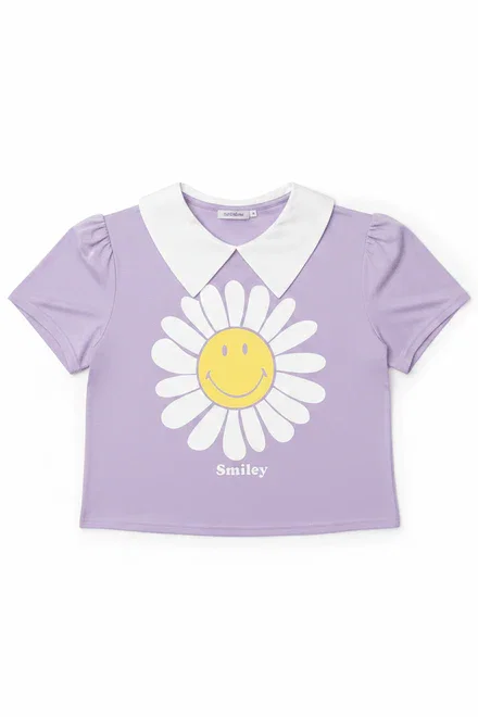 Unique Vintage x Smiley® Purple Flower Tee Top