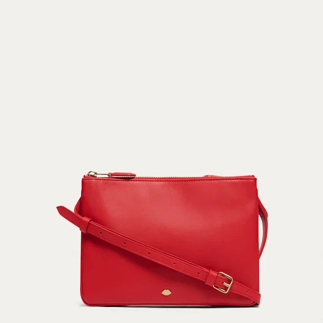 LULU RED LEATHER JOLIE CROSSBODY BAG