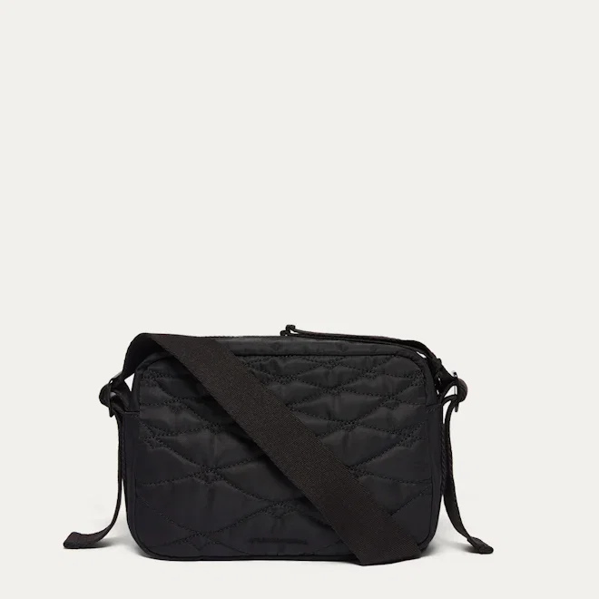 BLACK QUILTED LIP CROSSBODY BAG