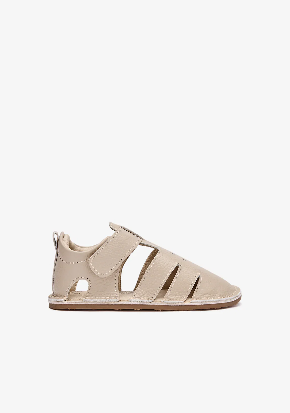 Image of Barefoot Closed Beige Sandals for Baby