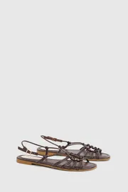 Clara Faux Leather Strappy Open Toe Flat Sandals