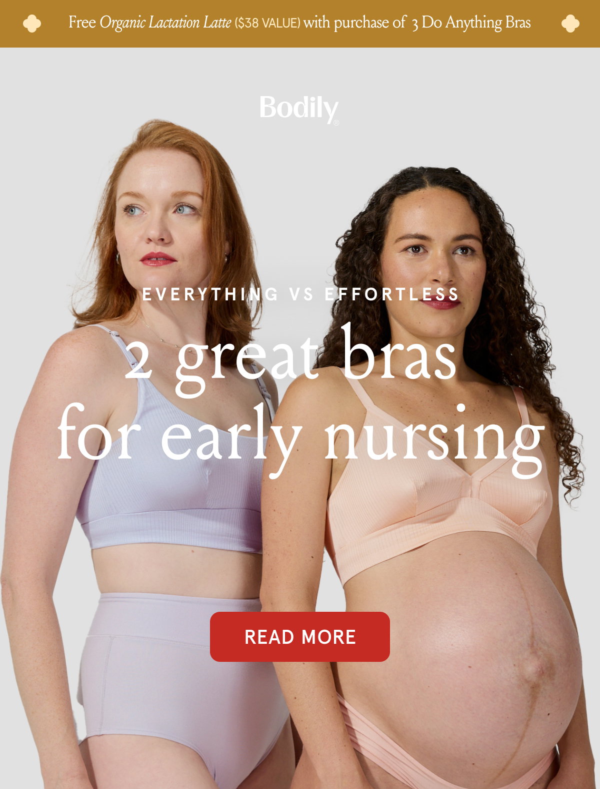 Free Organic Lactation Latte $38 value with purchase of 3 Do Anything Bras. Everything vs Effortless. 2 Great Bras for Early Nursing. 