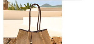 Nova Raffia Small Shoulder Tote in Bitter Chocolate