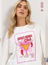 YOURS T-shirt ivoire à message « Spicy Marg »