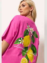 YOURS T-shirt décontracté rose à imprimé graphique citron