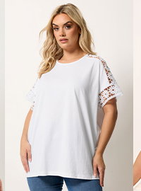 YOURS - T-Shirt Blanc Fluide Design Crochet