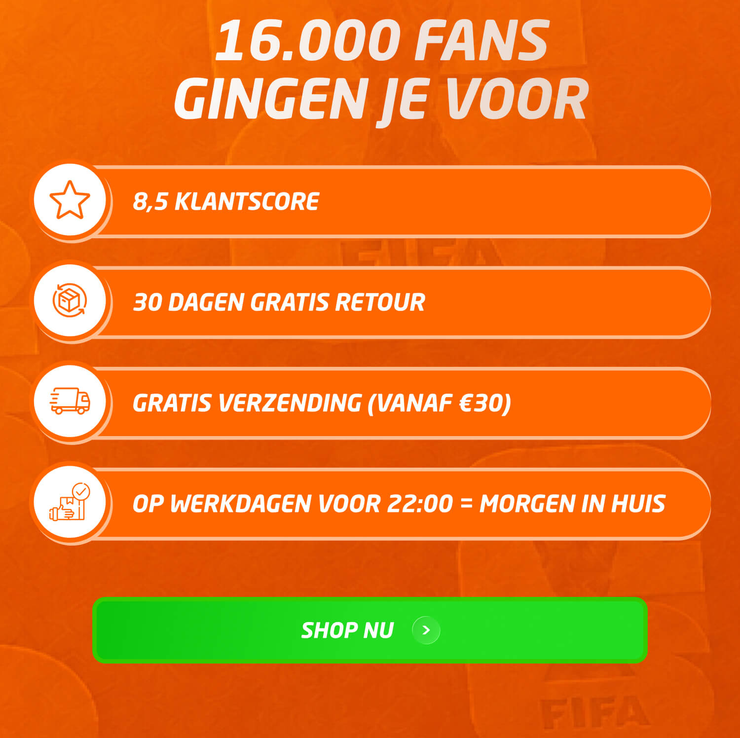 16.000 fans gingen je voor