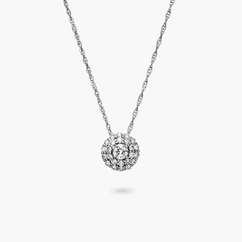 Lab Grown Diamond Double Halo Pendant in 14K White Gold