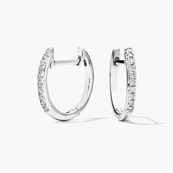 Diamond Huggie Hoop Earrings in 14K White Gold