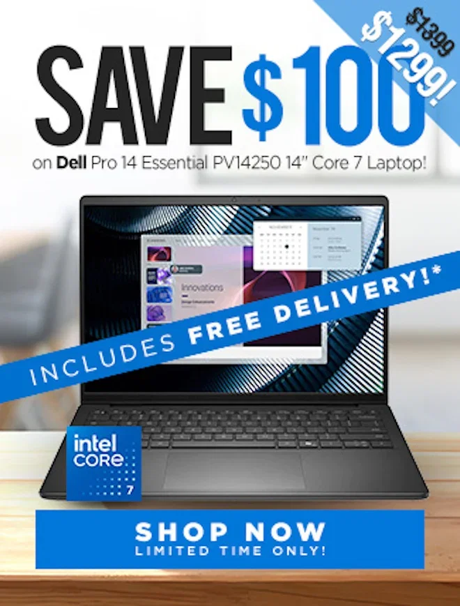 SAVE Dell Pro 14 Essential PV14250 14" Core 7 Laptop!