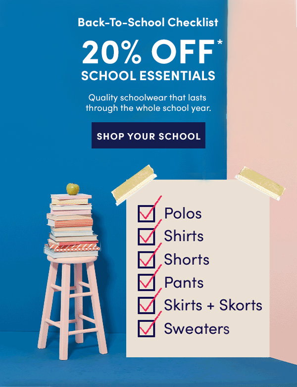 20% off all school essentials