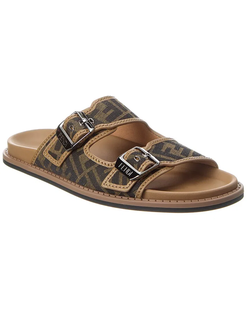 Image of Fendi Feel Ff Jacquard & Leather Sandal