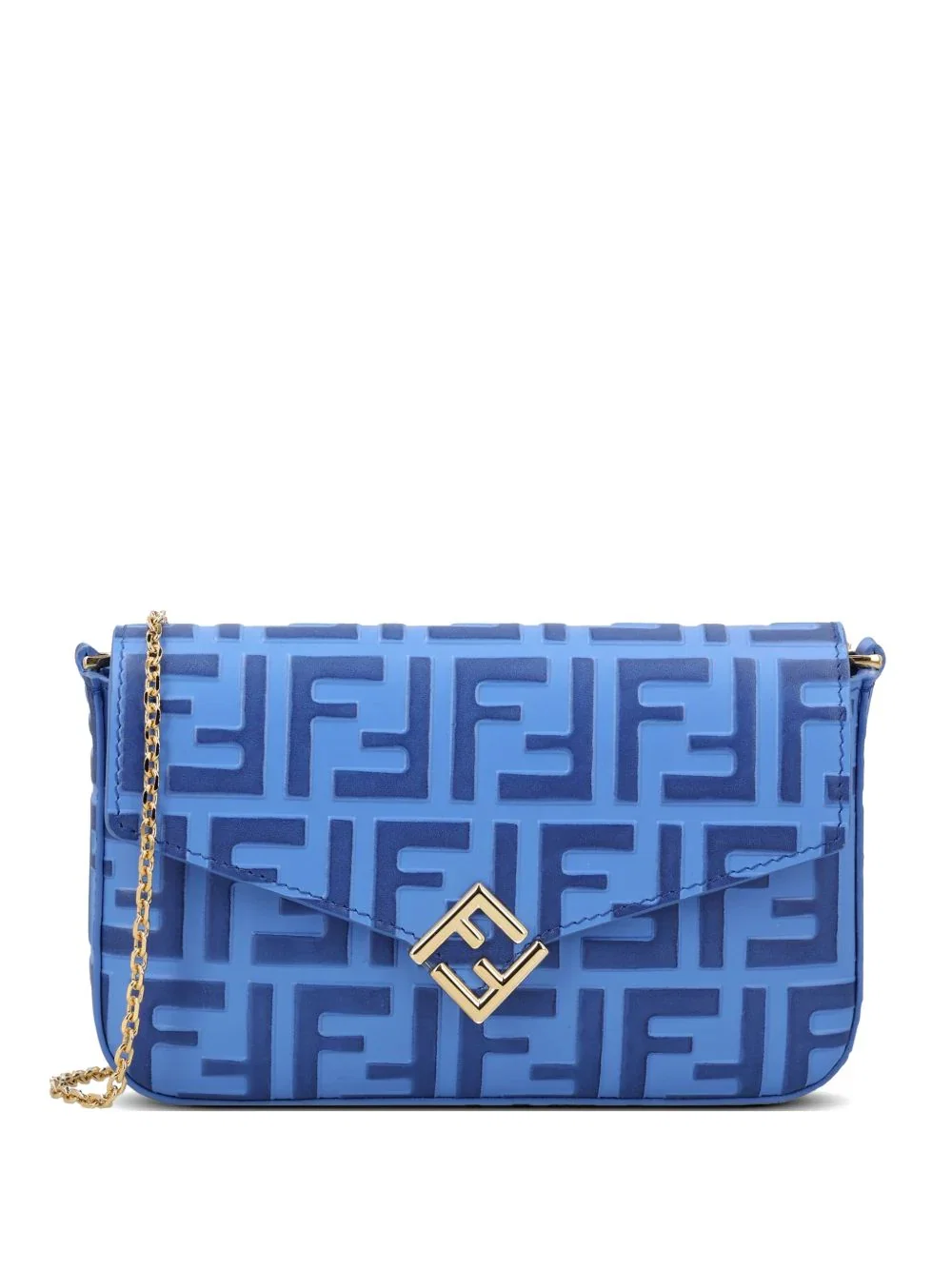 Image of Fendi Ff Diamonds Leather Wallet On Chain