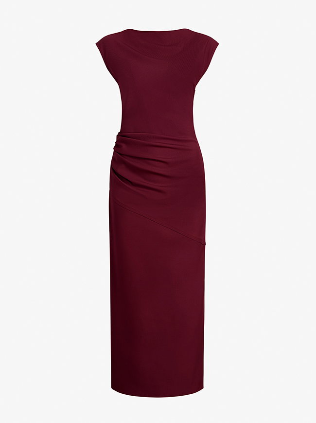 Katia Dress in Wool Gabardine in Oxblood