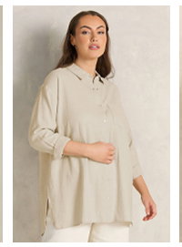 EVANS Curve Natural Brown Premium Linen Shirt