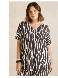 EVANS Curve Chocolate Brown Zebra Print V-Neck Top