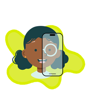 Illustration of a child using Virtual Try-On