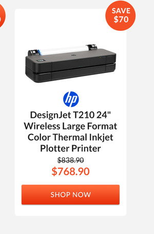 HP DesignJet T210 24inches Wireless Large Format Color Thermal Inkjet Plotter Printer