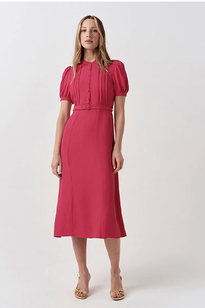 Francis Timeless Pintuck Crepe Midi Dress