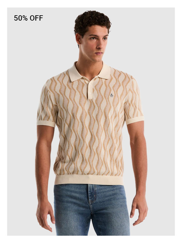 Shop Jacquard Waves Sweater Polo