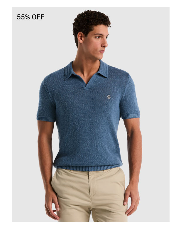 Shop Slub Johnny Collar Sweater Polo