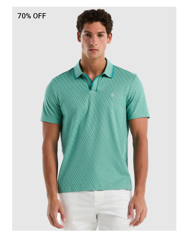 Shop Jacquard Check Johnny Collar Polo