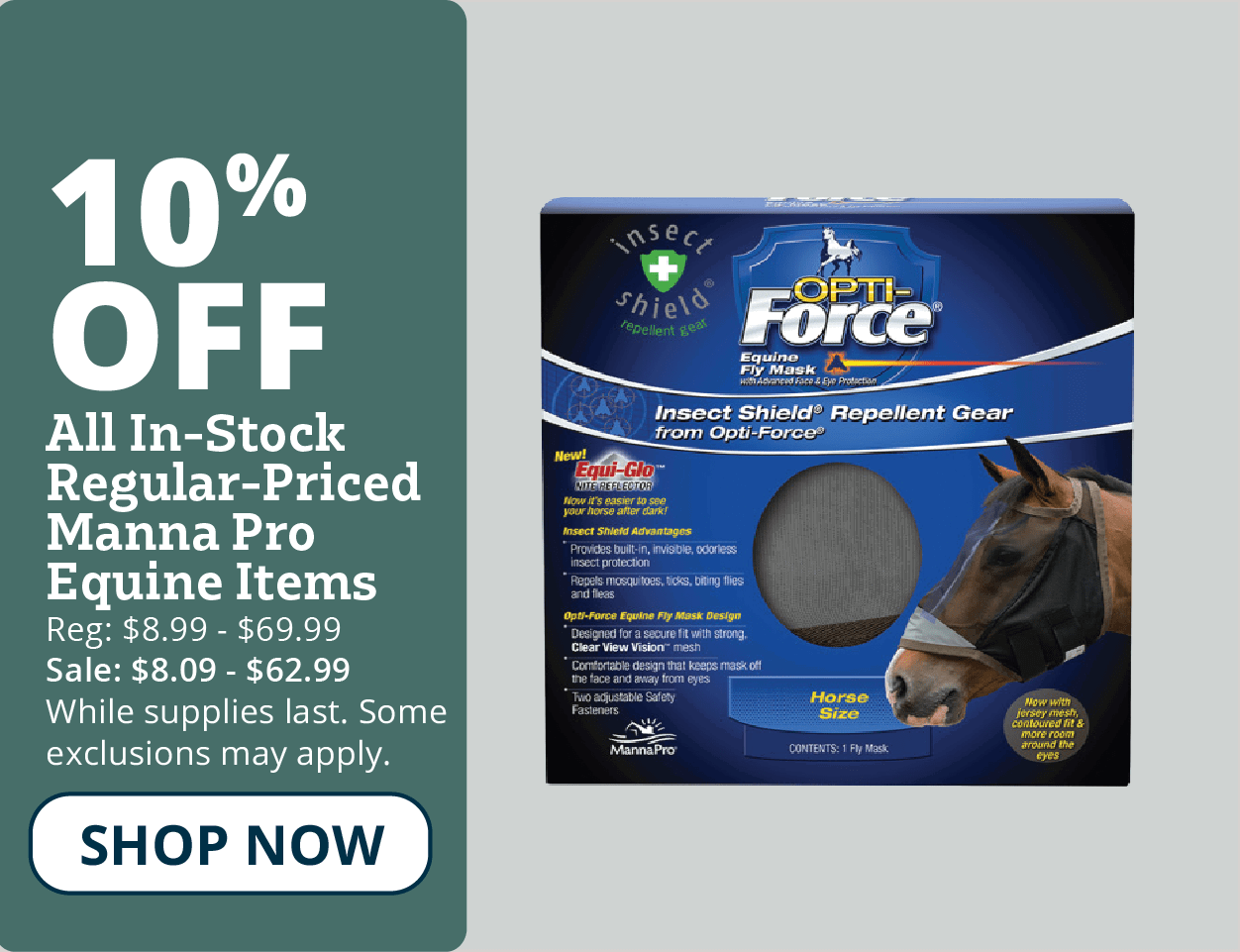 10% off manna equine items