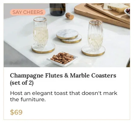 Champagne Flutes & Marble Coasters (set of 2)