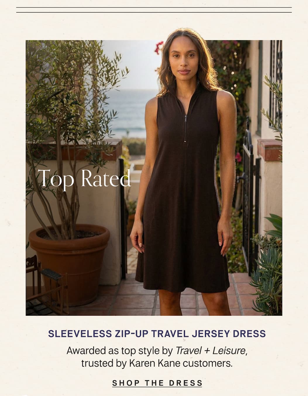 Sleeveless Zip-Up Travel Jersey Dress