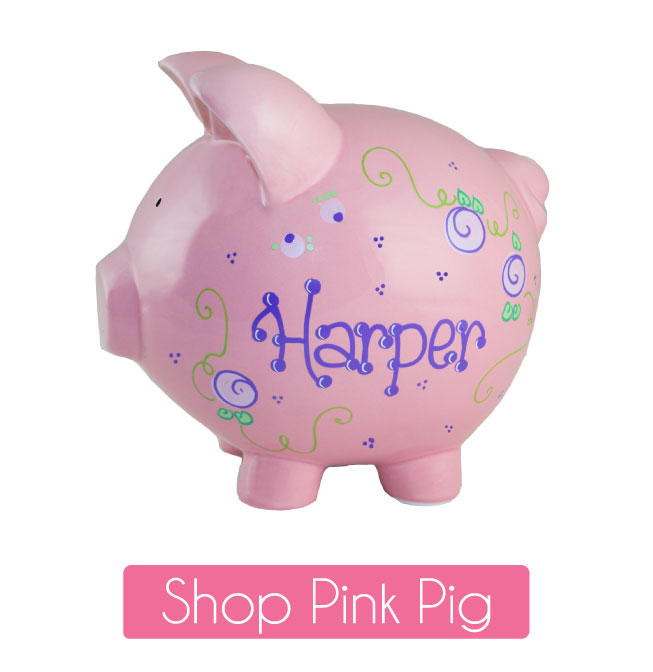 Hand Painted Personalized Piggy Bank
