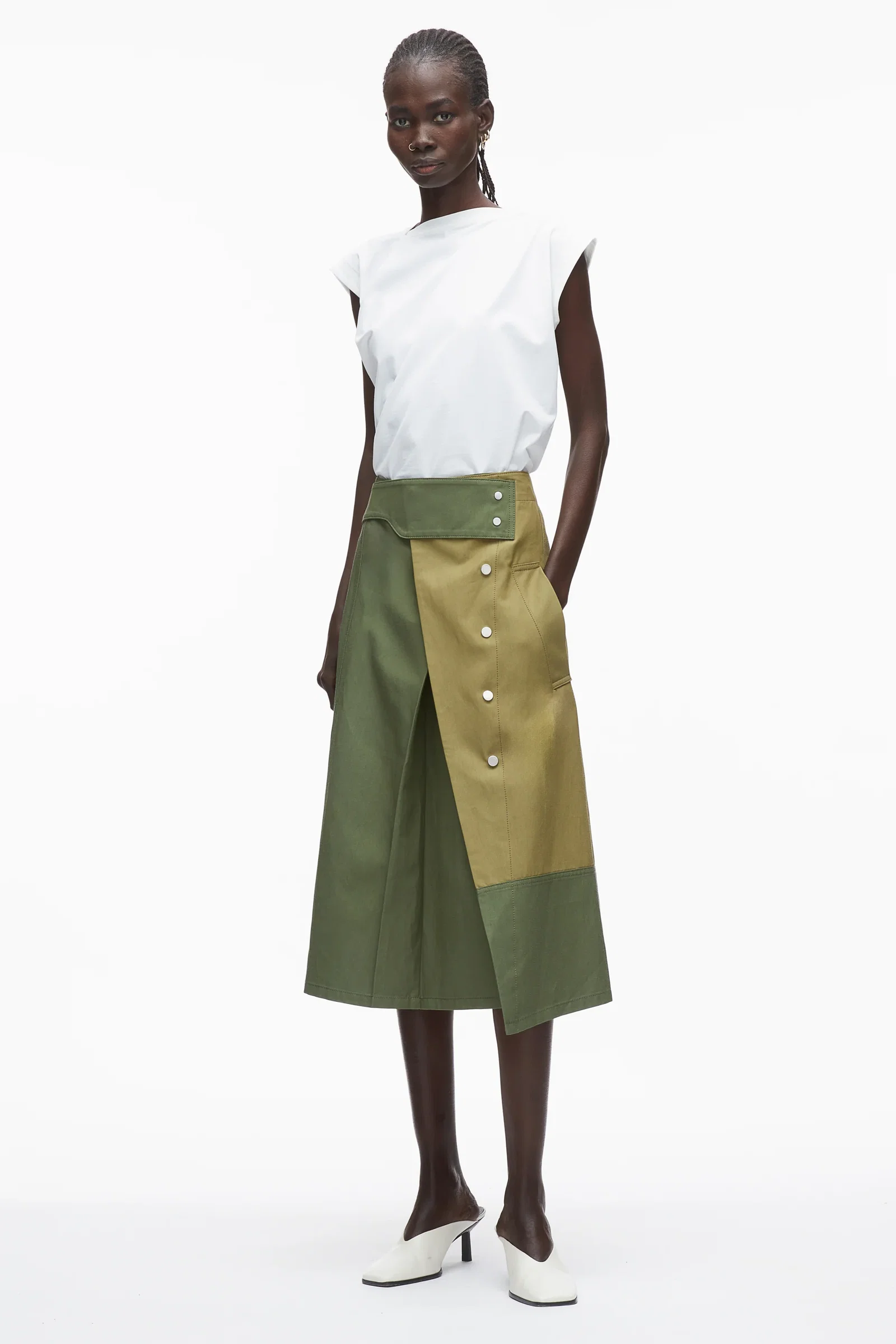 Image of Belted Wrap Utility Skirt