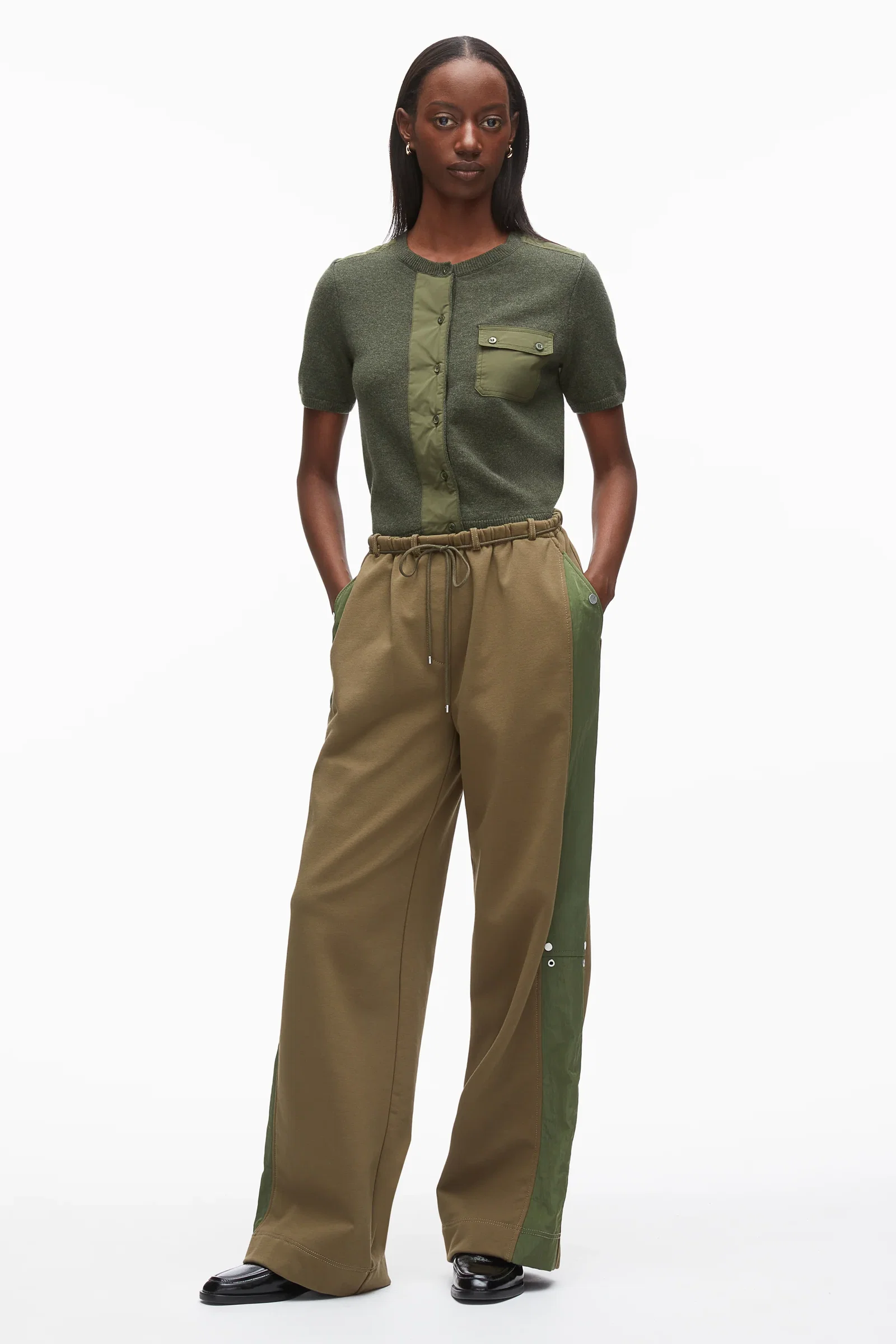Image of Nylon Panel Terry Easy Pant