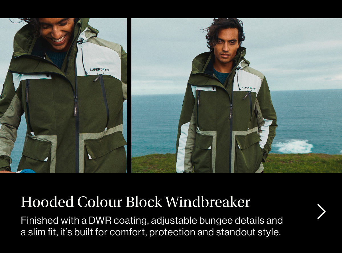 Hooded Colour Block Slim Fit Windbreaker