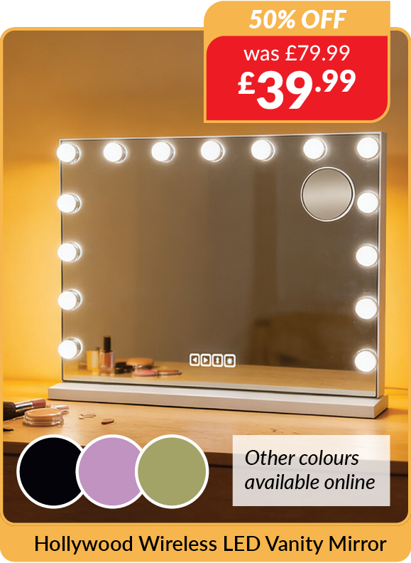 hollywood wireless LED vanity mirror. other colours available online. 50% off - was £79.99 now £39.99