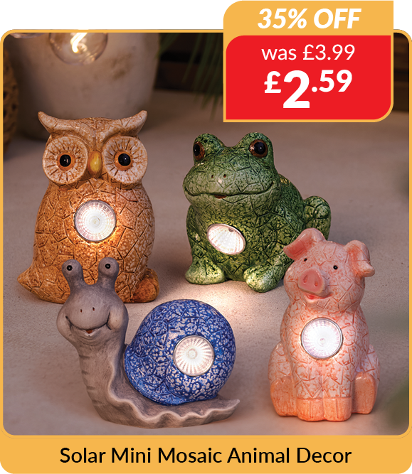 solar mini mosaic animal decor. 35% off - was £3.99 now £2.59
