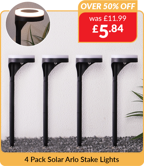4 pack solar arlo stake lights. Over 50% off - was £11.99 now £5.84