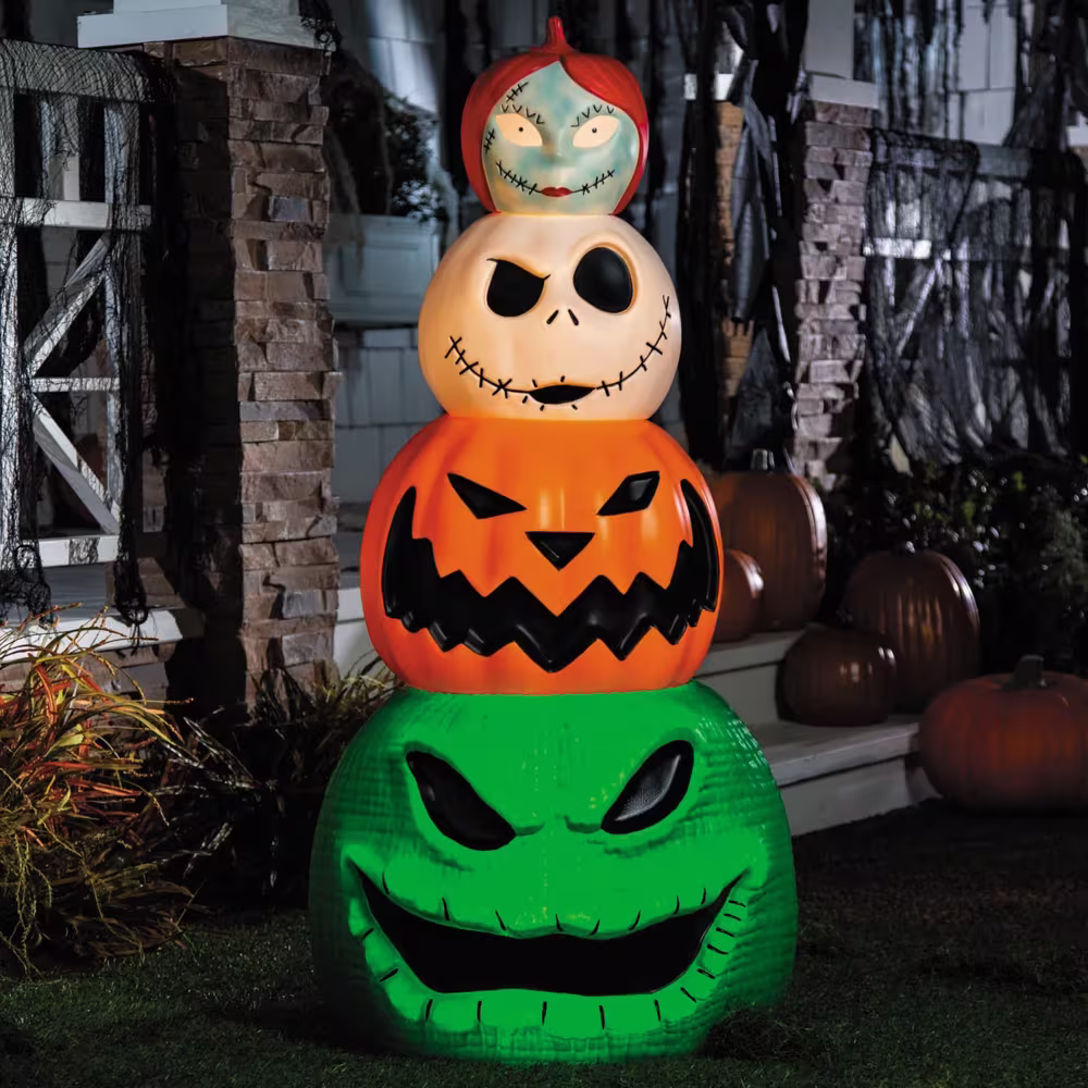 49" Light-Up The Nightmare Before Christmas™ Character Pumpkin Stack Halloween Decoration