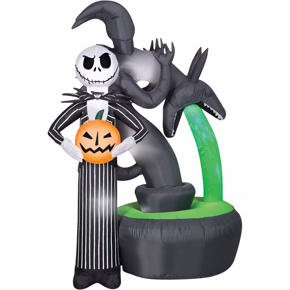 6 Ft. Blow-Up Inflatable Projection Nightmare Before Christmas Jack Skellington with Built-In LED Lights Outdoor Yard Decoration