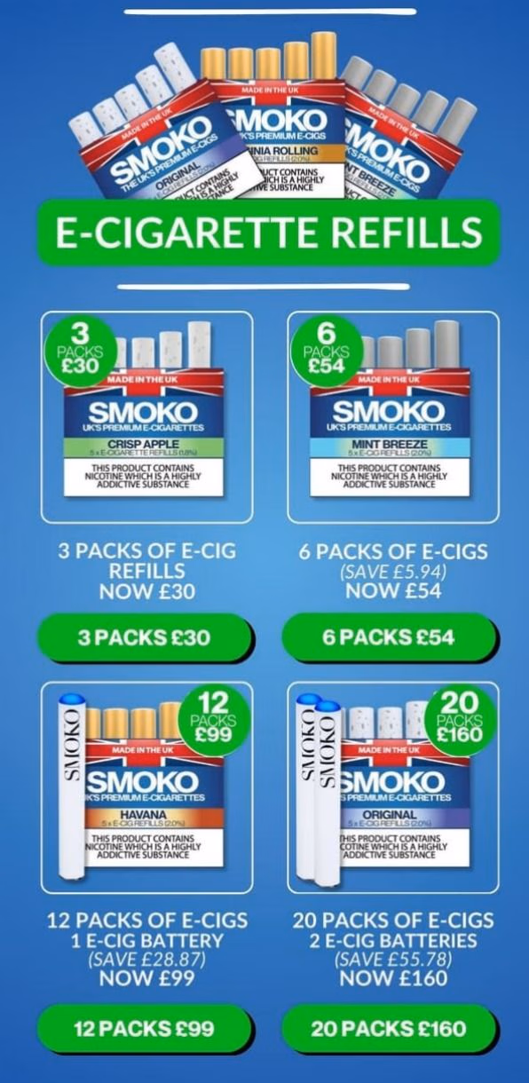 SMOKO E-Cigarette Refills Weekly Deals