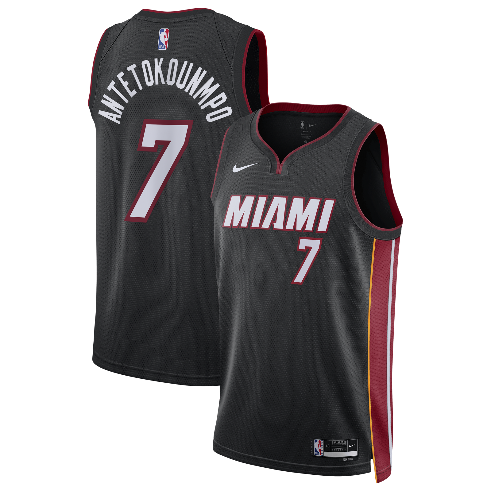 Miami Heat Nike Icon Edition Swingman Jersey - Black - Giannis Antetokounmpo - Unisex