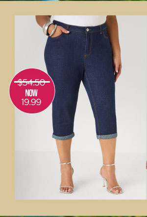 Cuffed Stretch Denim Capris