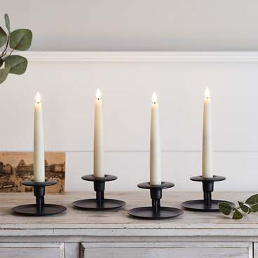 4 Ivory TruGlow® Remote Control Short LED Taper Candles