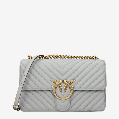 Pinko Crossbody Bags Women Leather Gray/Pearl Grey