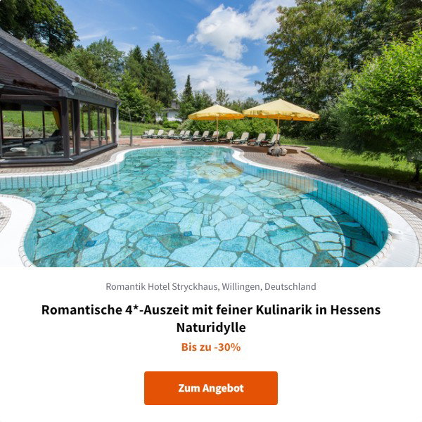 Romantische 4*-Auszeit mit feiner Kulinarik in Hessens Naturidylle